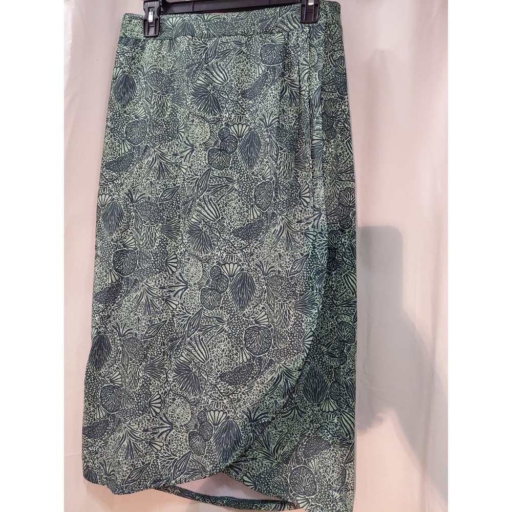 Womens Rip‎ Skirt Hawaii  Beach Wear  Green Print Size Small Long